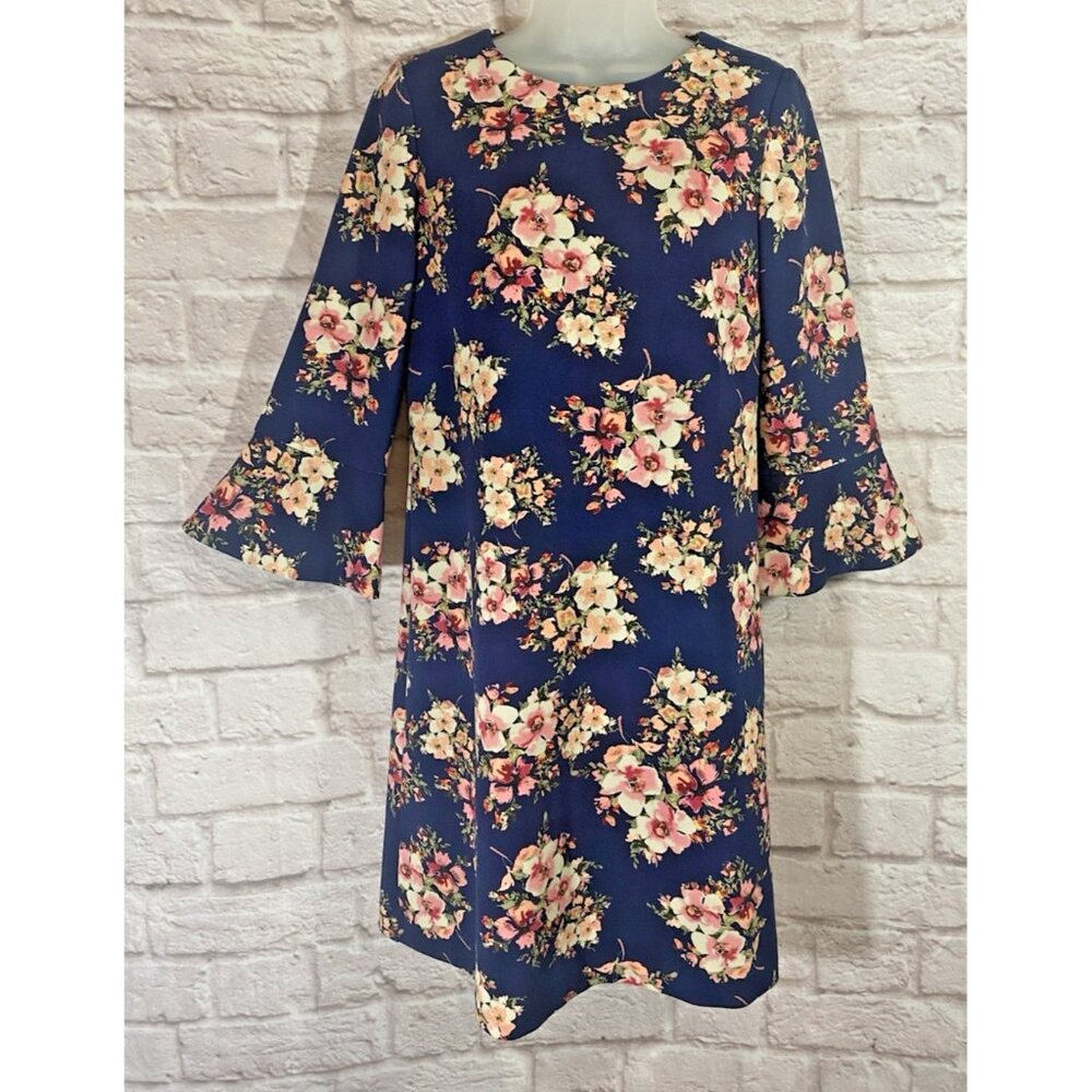 Preston & York Floral Dress Womens Size 6 Bell Sleeve Lined Feminine Flirty